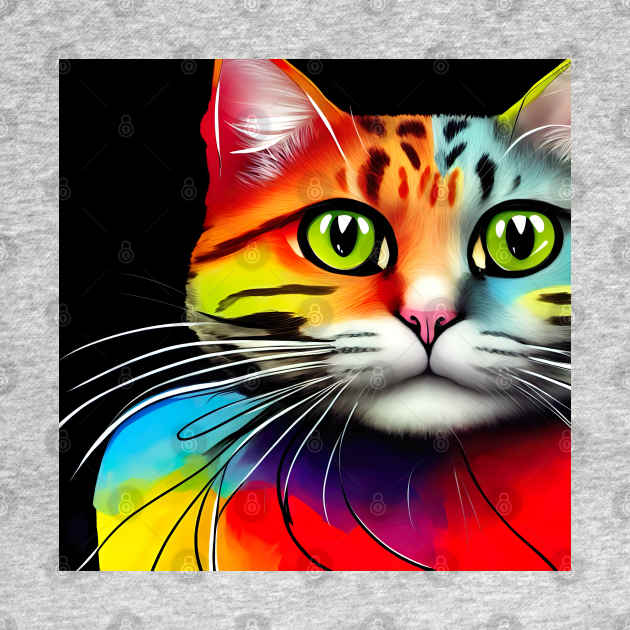 Colorful Cat Art Designs by Flowers Art by PhotoCreationXP